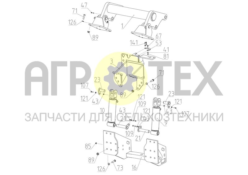 Установка элементов навесного устройства (3000.28.41.100) (№141 на схеме)